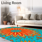 Vibrant Floral Mandala Pattern Rug