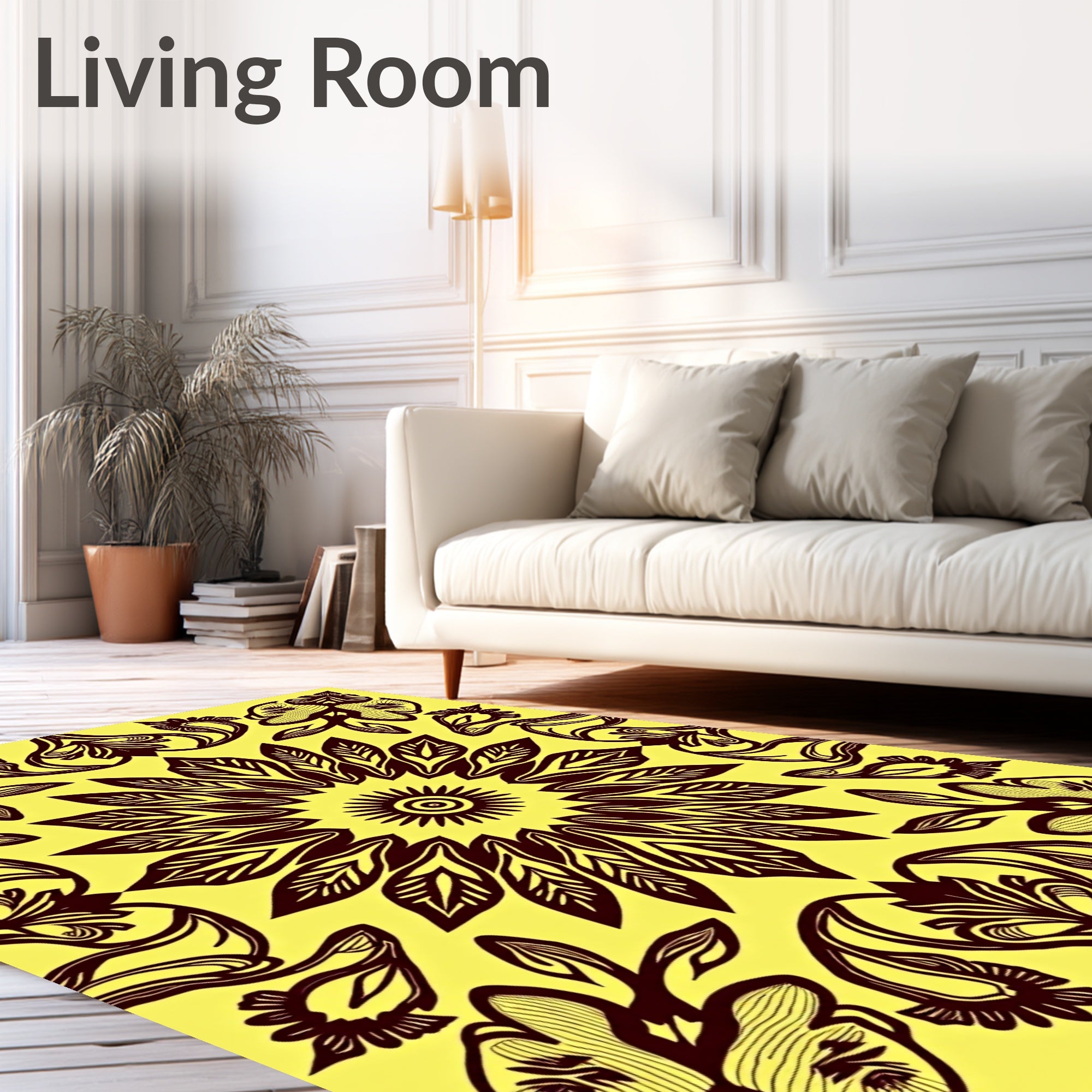 Central Floral Dark Motif Rug