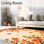 Autumn Maple Leaf Branches Pattern Rug