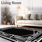 Art Deco Geometric Black White Design Rug