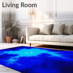 Electric Blue Starburst Fractal Design Rug