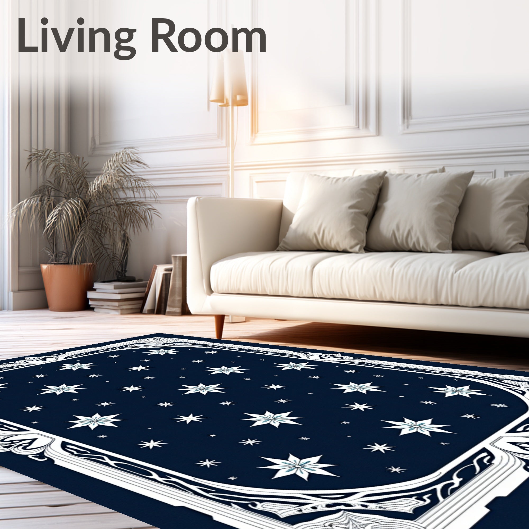 Celestial Star Pattern With Ornate Border Rug