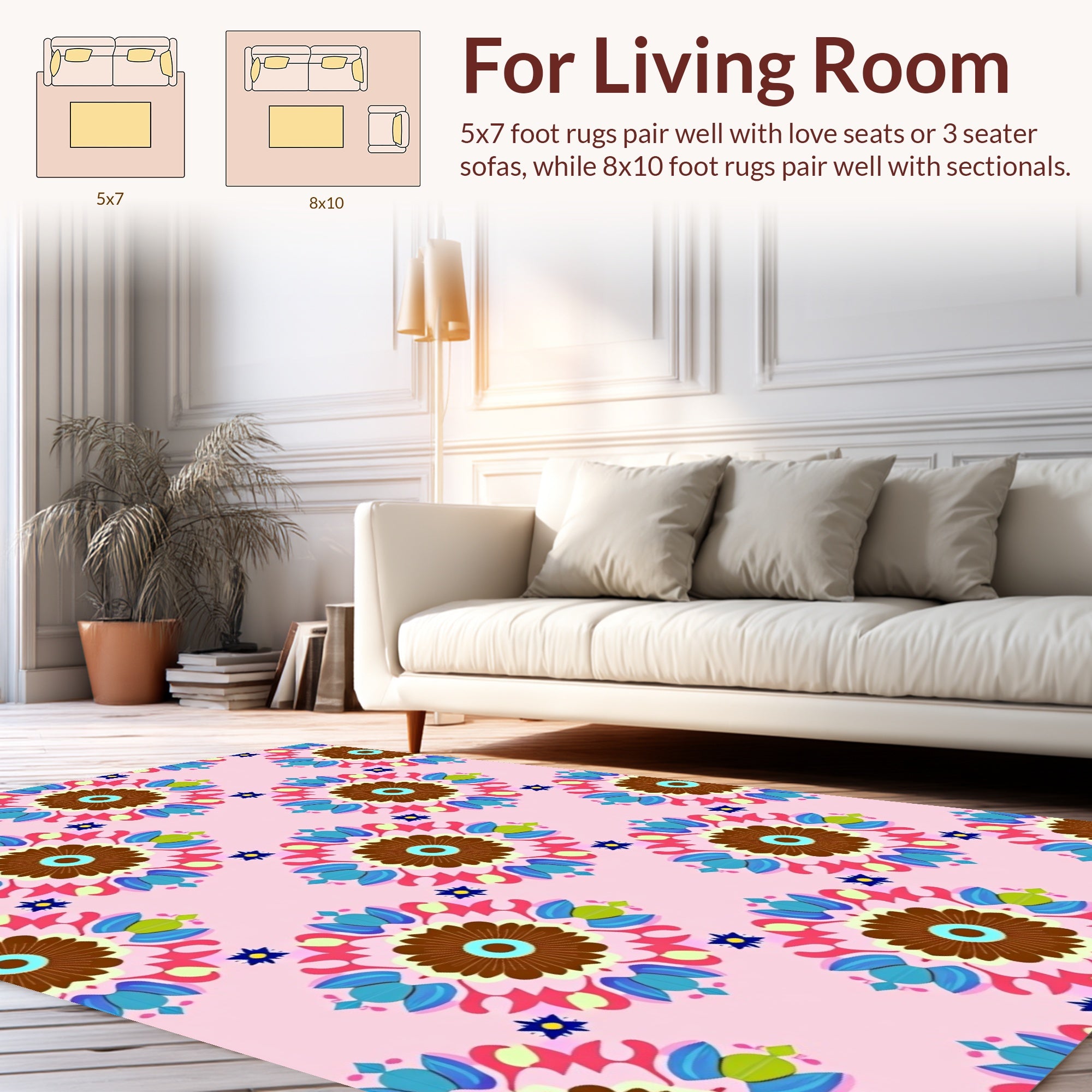 Colorful Floral Medallion Pattern Rug