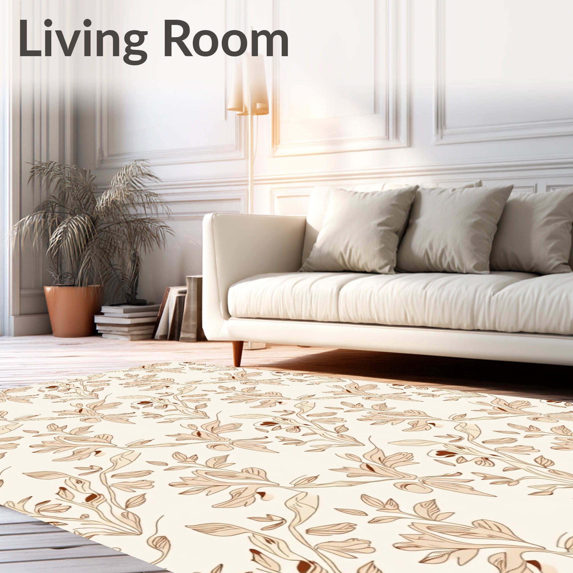 Brown Floral Vine Abstract Pattern Rug