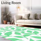 Simple Green Leaf Pattern Rug