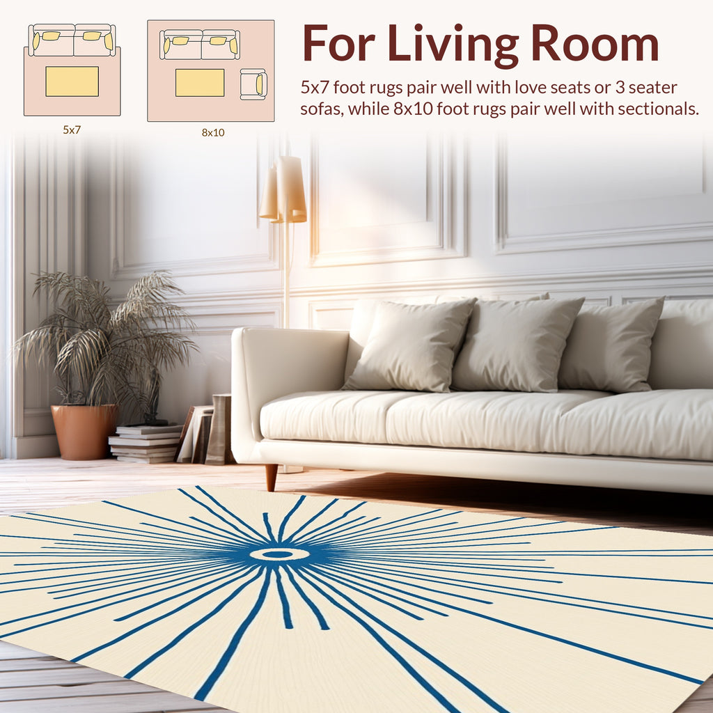 Sunburst Rays Pattern Design Rug