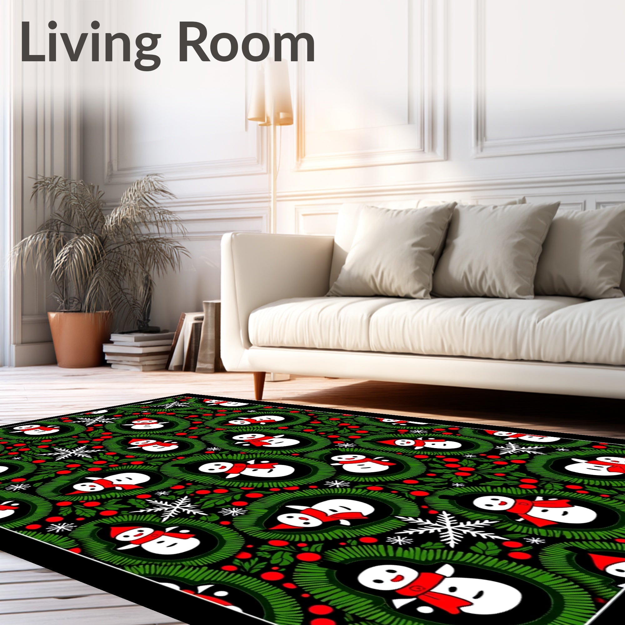 Festive Snowman Wreath Holiday Rug