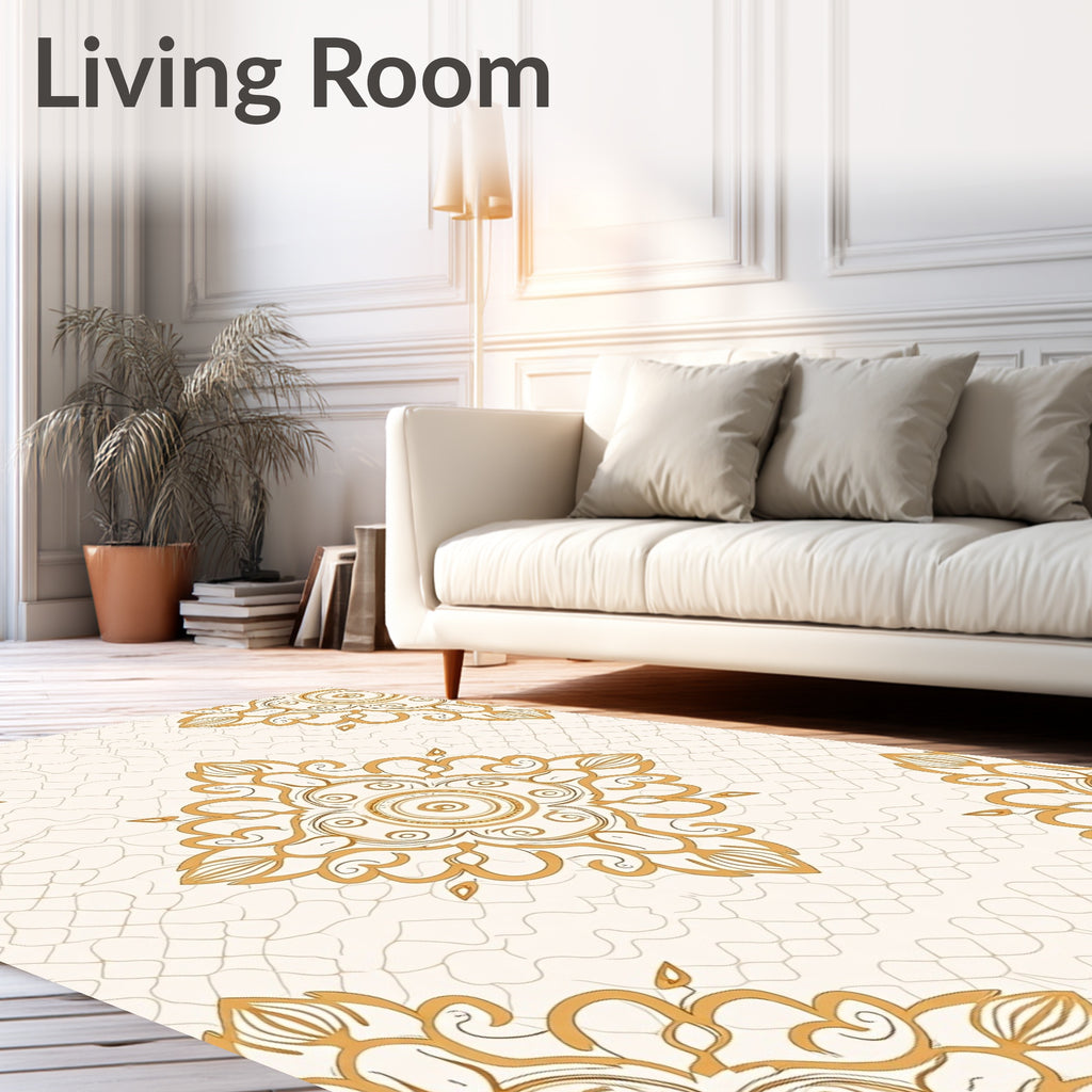 Ornate Floral Motif Cream Rug