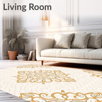 Ornate Floral Motif Cream Rug