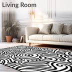 Abstract Swirls and Triangles Pattern Rug