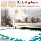 Teal Swirl Border Abstract Pattern Rug