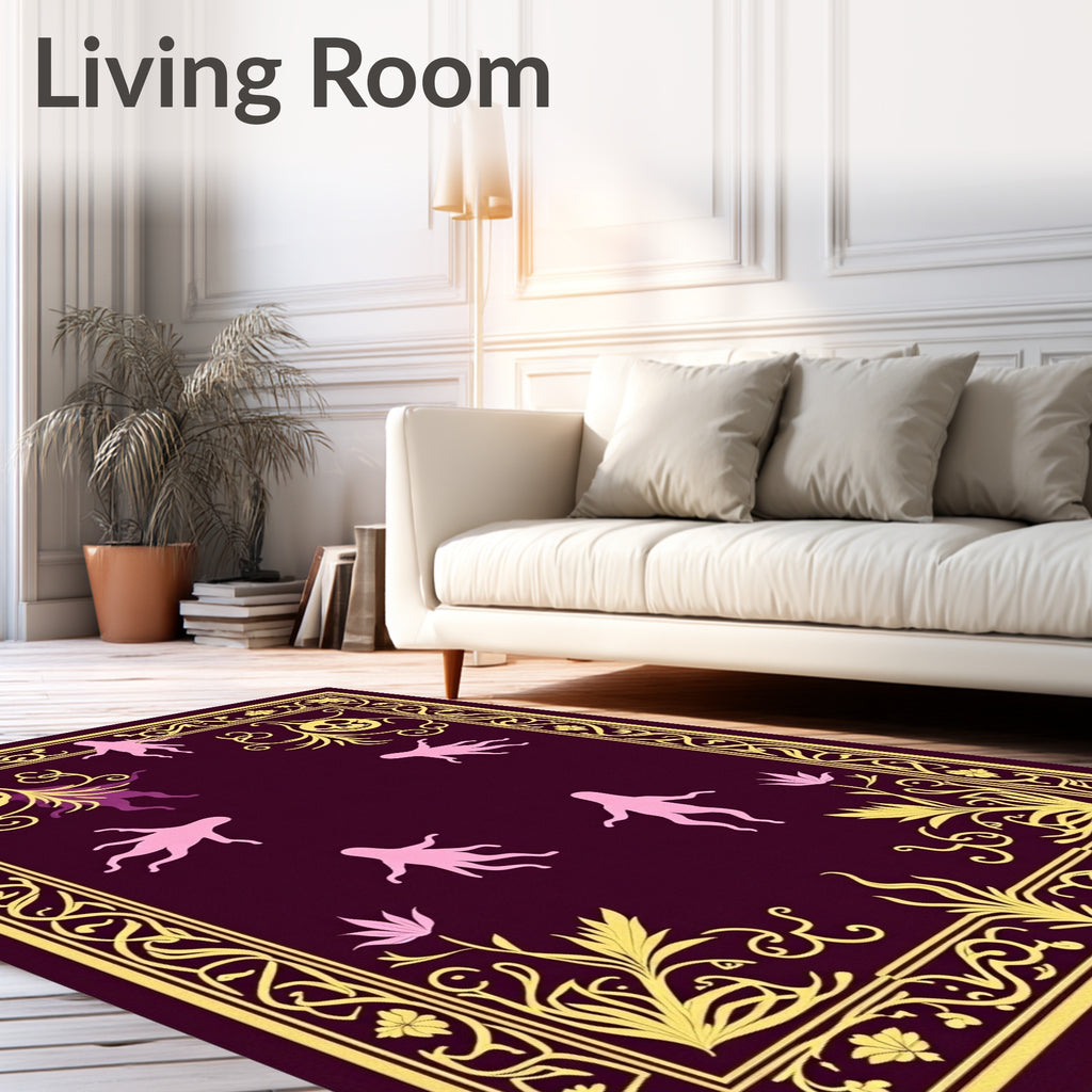 Gothic Octopus Floral Border Rug
