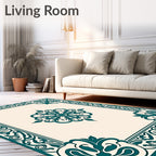 Ornate Teal Mandala Geometric Pattern Rug