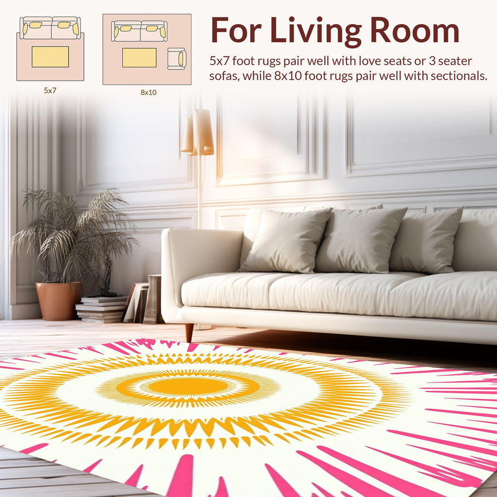 Radiant Sunburst Geometric Design Rug