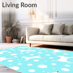 Playful White Dogs Dots Pattern Rug