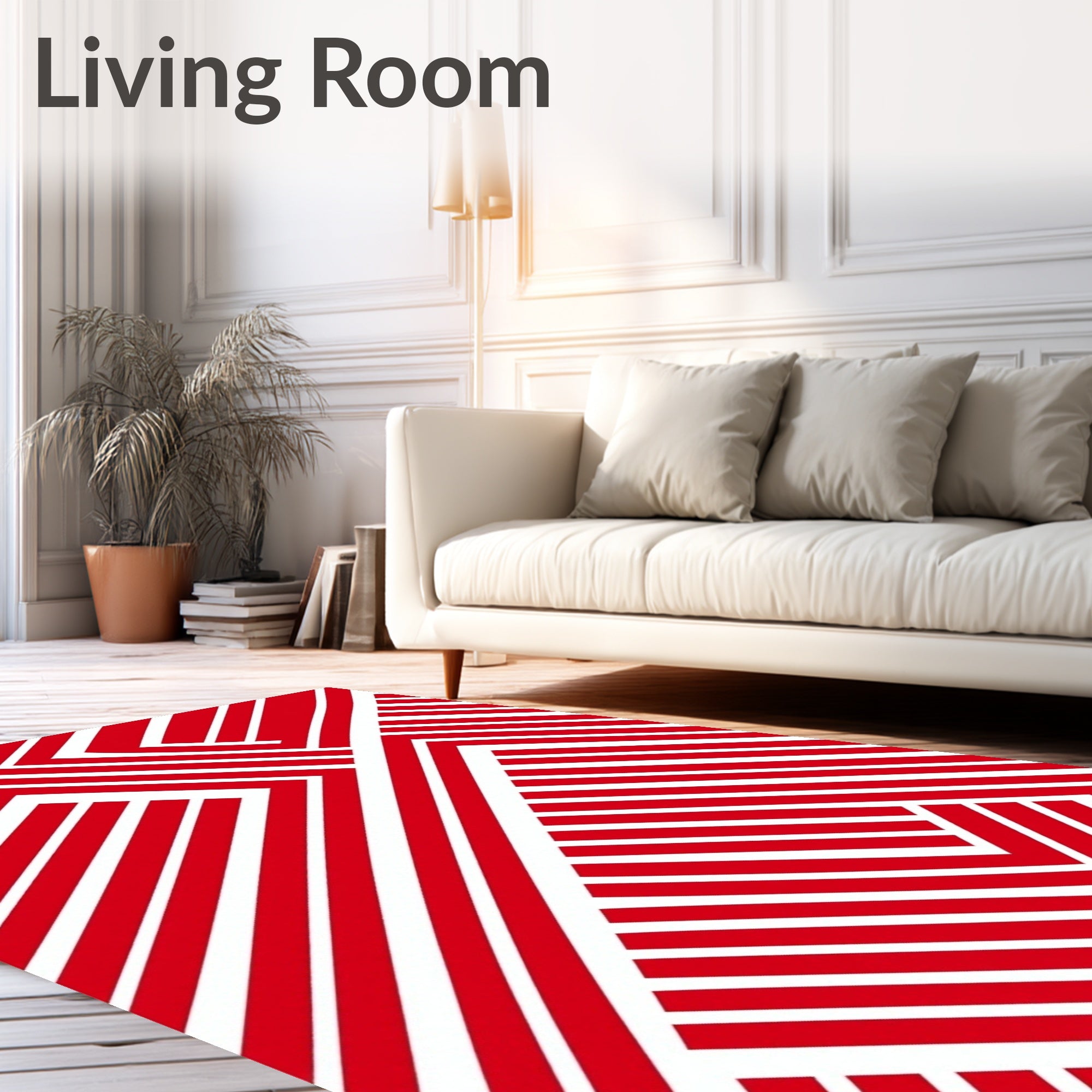 Crimson White Intersecting Lines Rug