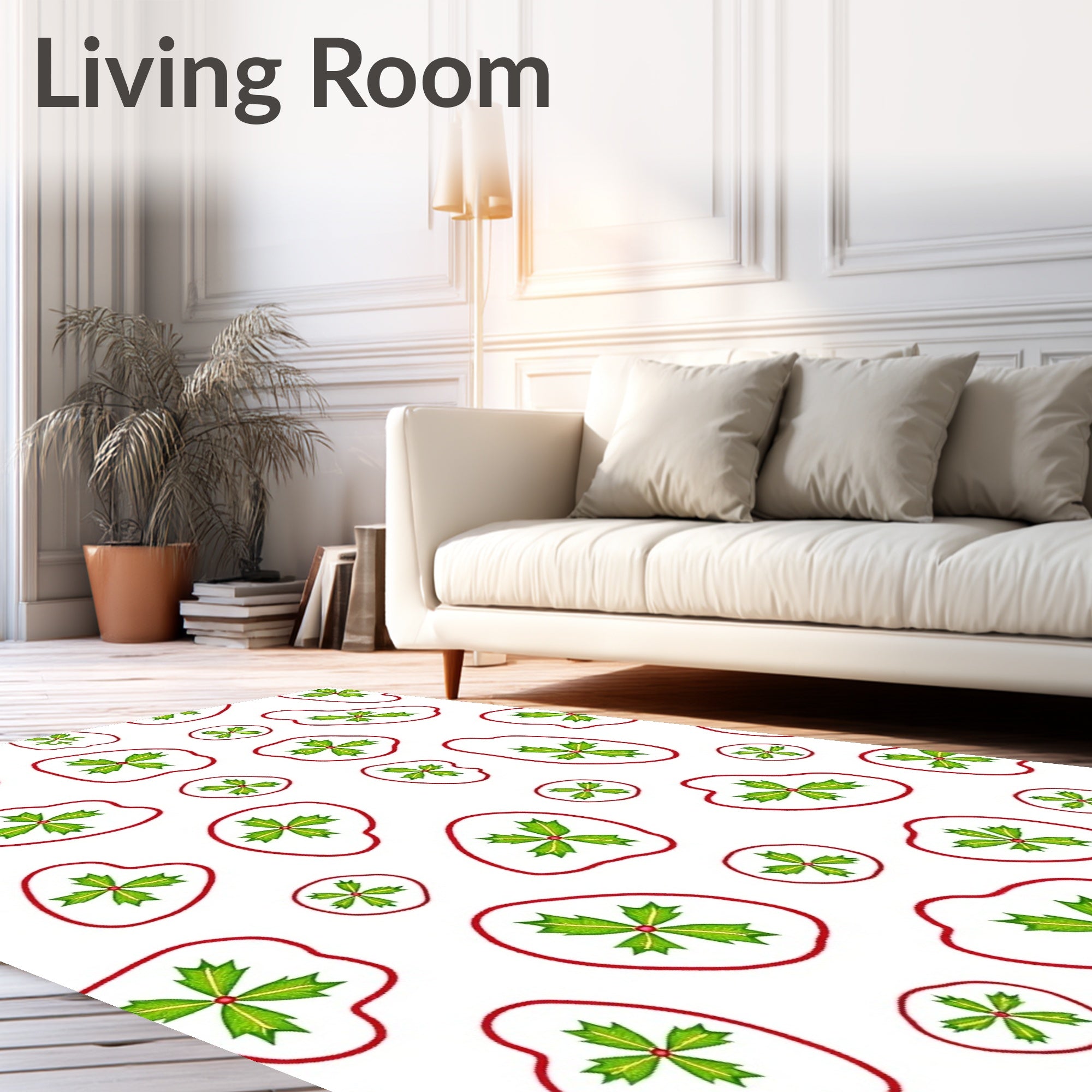 Green Holly Scatter Pattern Rug