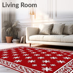 Red Snowflake Pattern Rug