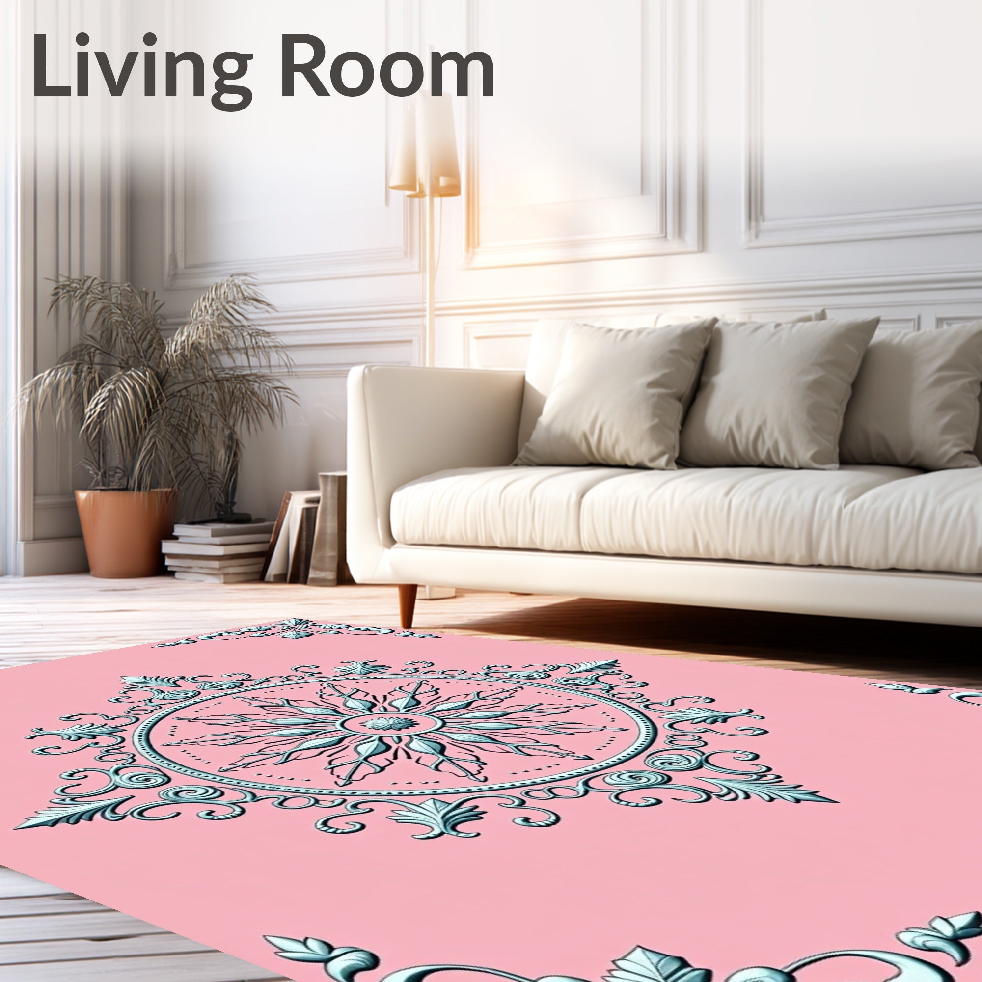 Ornate Floral Medallion Design Rug