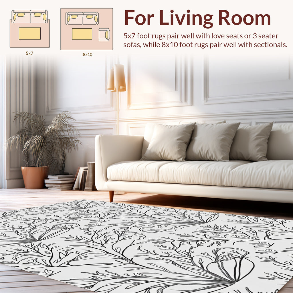 Abstract Botanical Leaf Pattern Design Rug