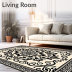 Vintage Floral Medallion Scroll Border Rug
