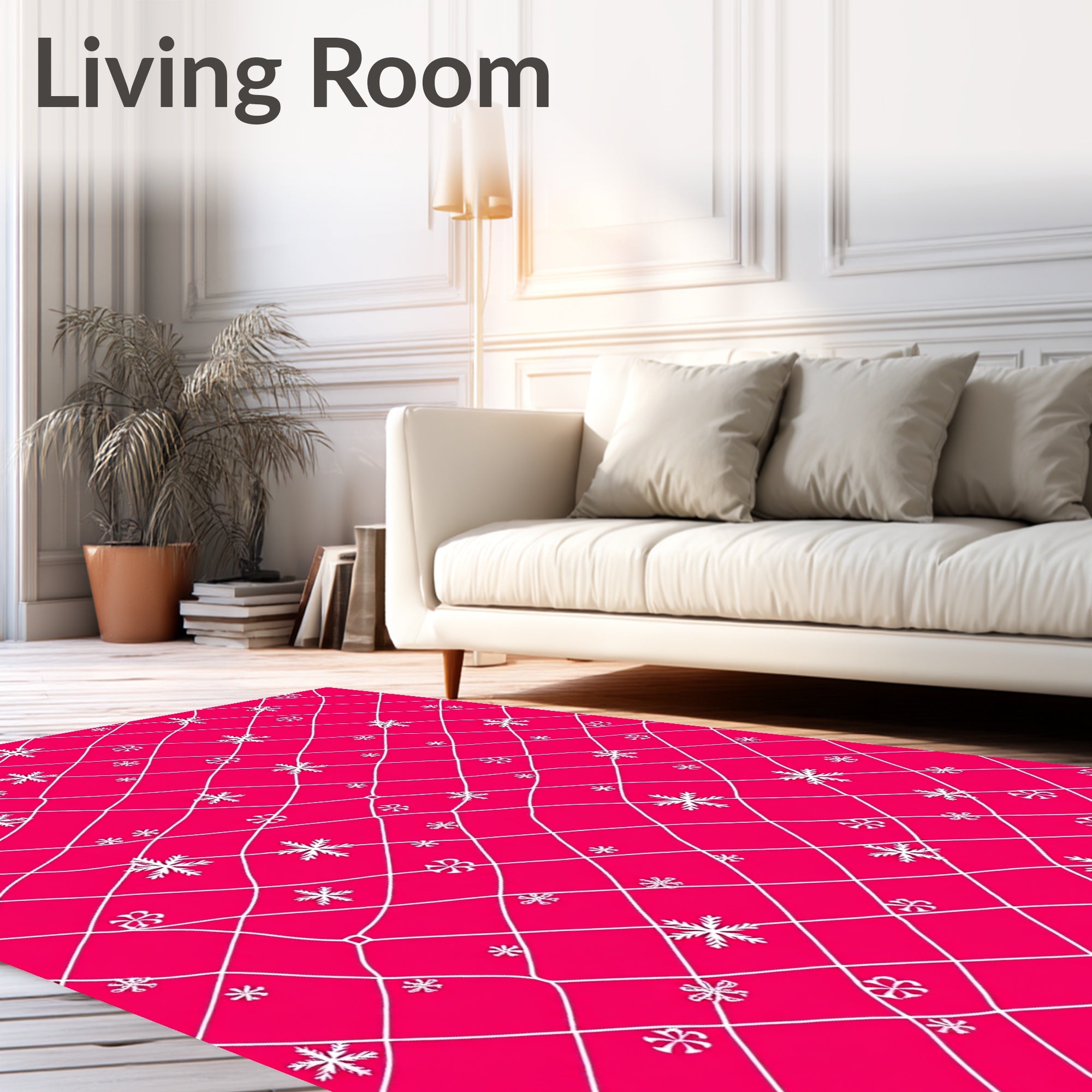 Pink Snowflake Lattice Pattern Rug