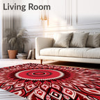Radiant Crimson Mandala Pattern Rug
