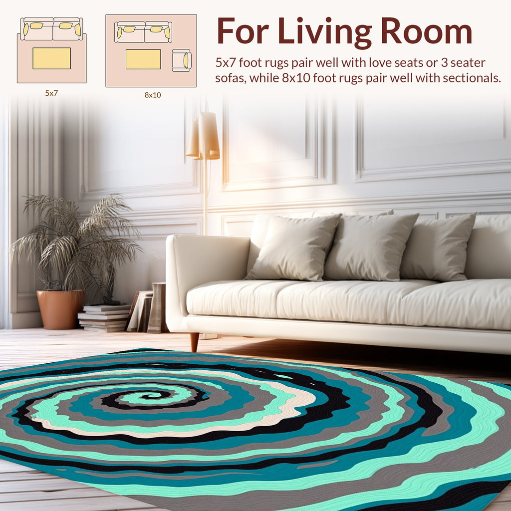 Teal Swirl Organic Pattern Rug