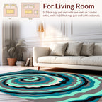 Teal Swirl Organic Pattern Rug