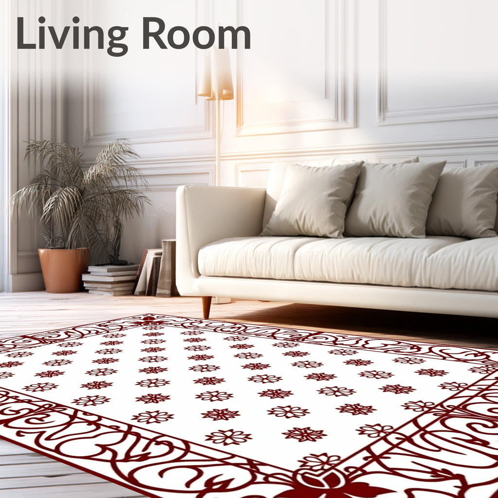 Elegant Floral Lattice Border Rug