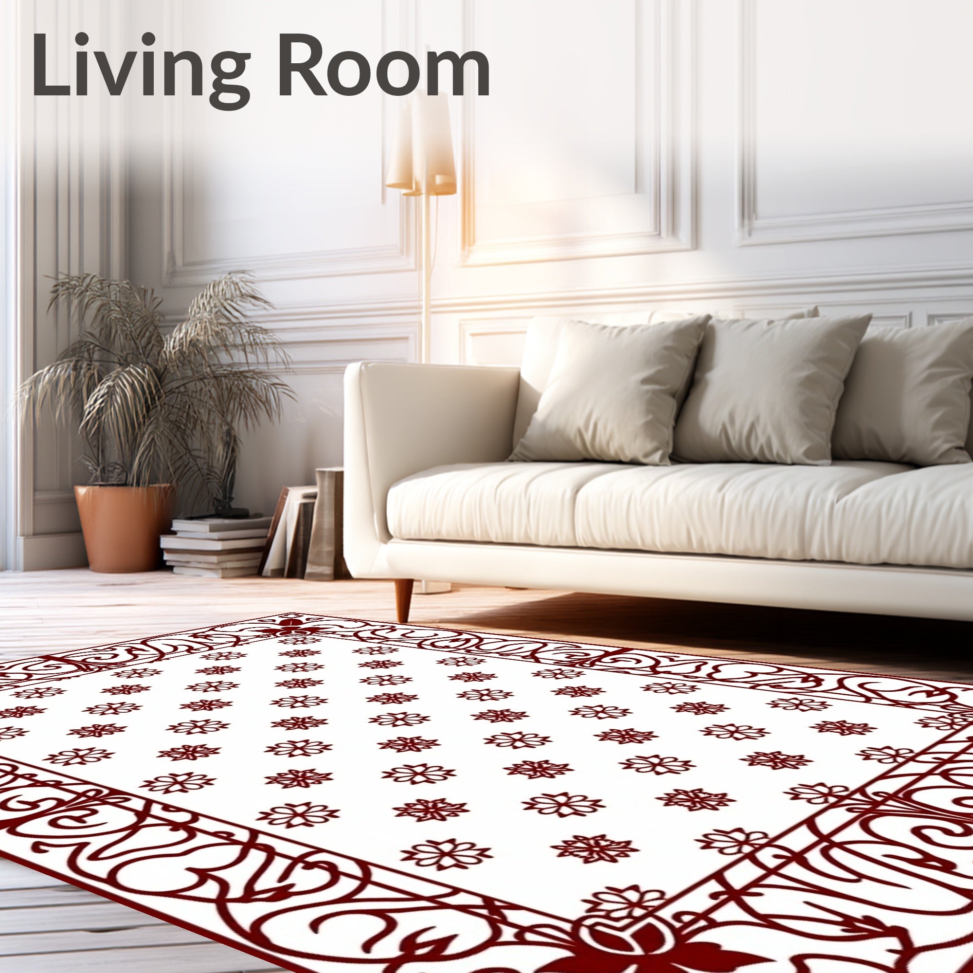 Elegant Floral Lattice Border Rug