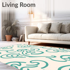 Teal Swirl Pattern Design Rug