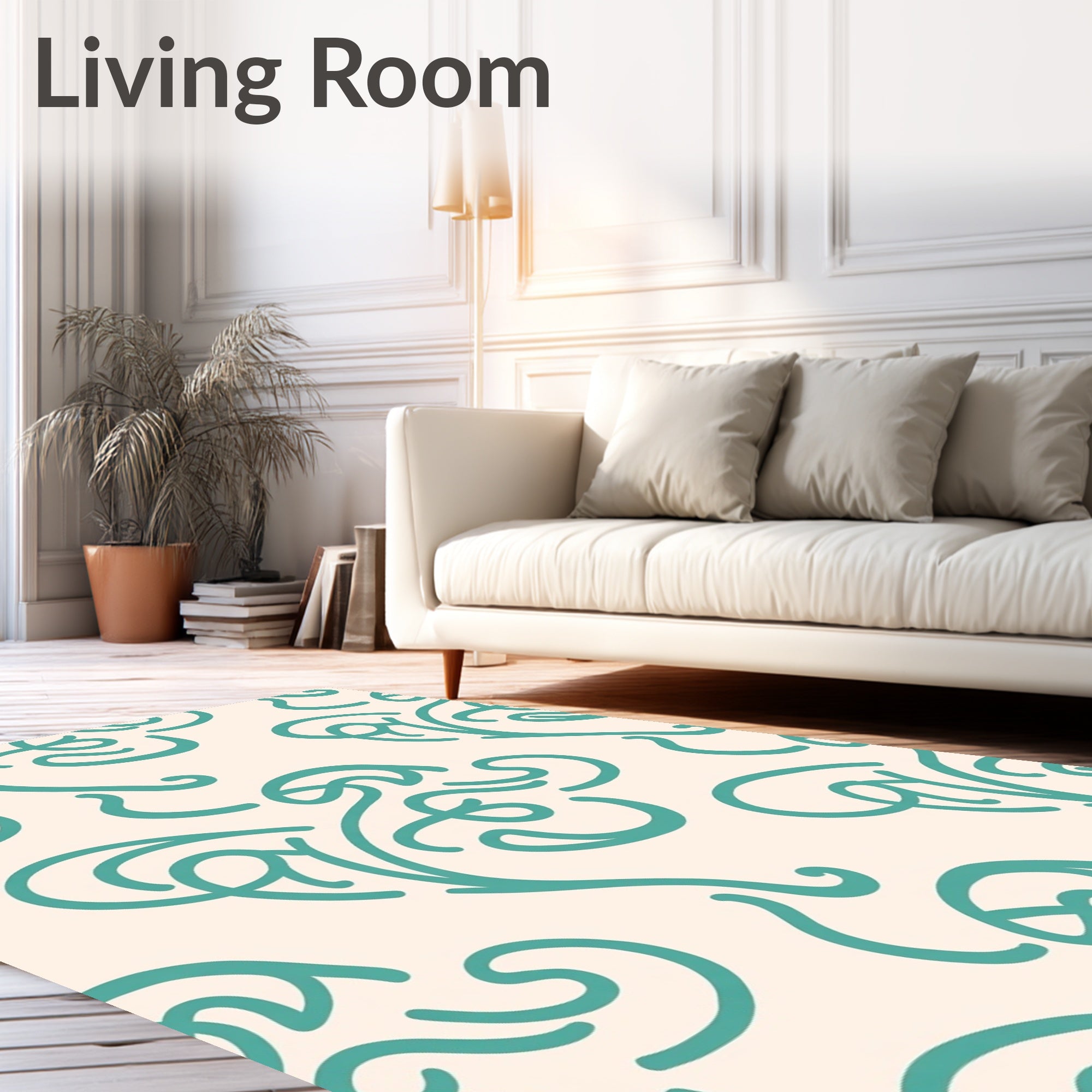 Teal Swirl Pattern Design Rug