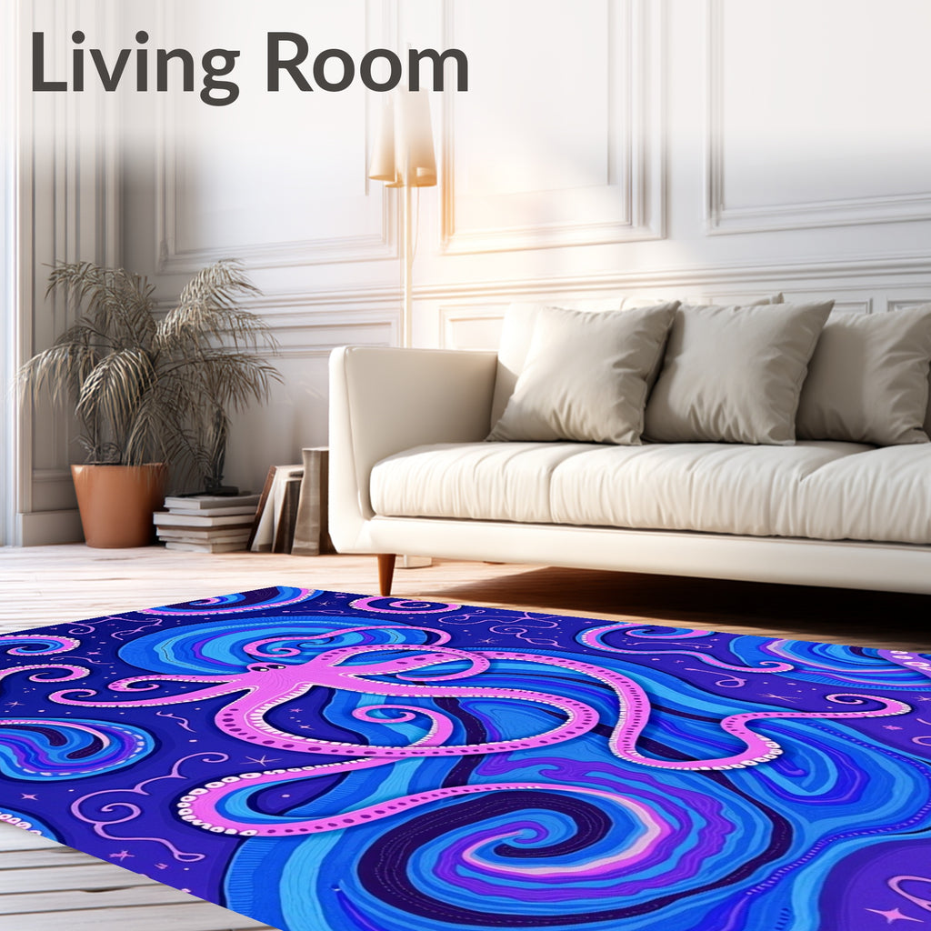 Vibrant Octopus Spiral Swirl Design Rug