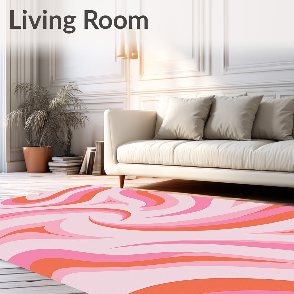 Pink and Orange Swirl Pattern Rug