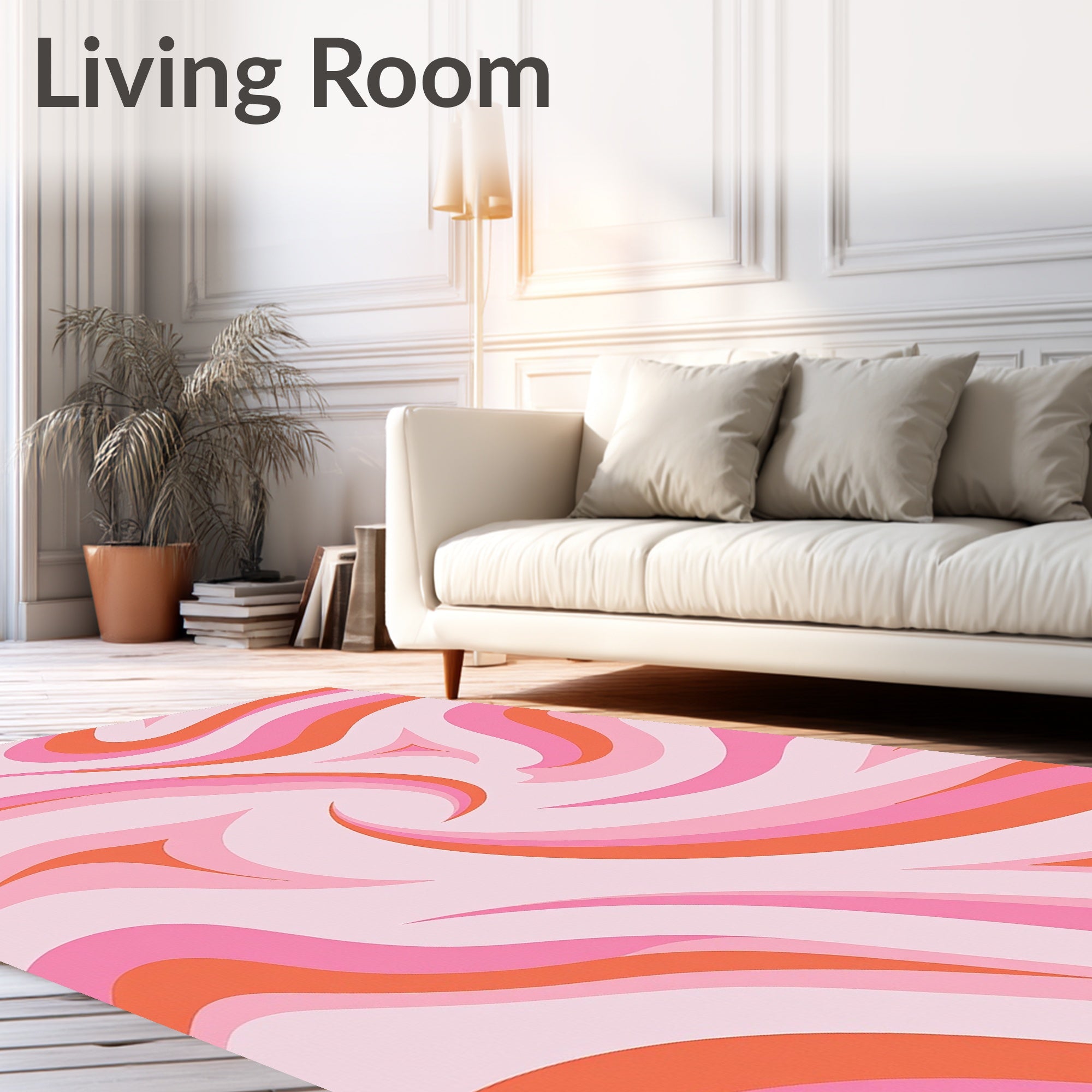 Pink and Orange Swirl Pattern Rug