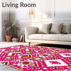 Vibrant Pink Tribal Diamond Rug