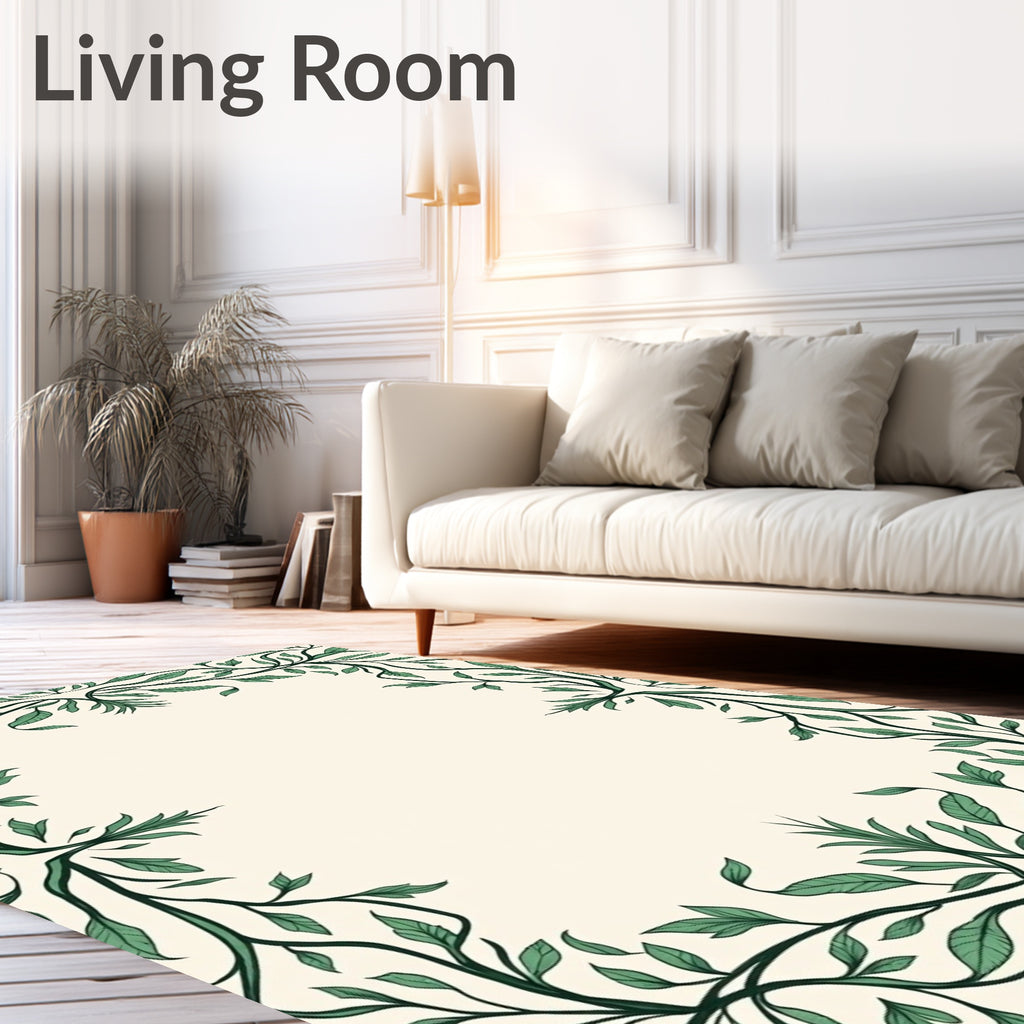Vines Leaves Botanical Border Design Rug