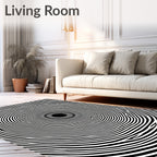Concentric Black White Optical Rug