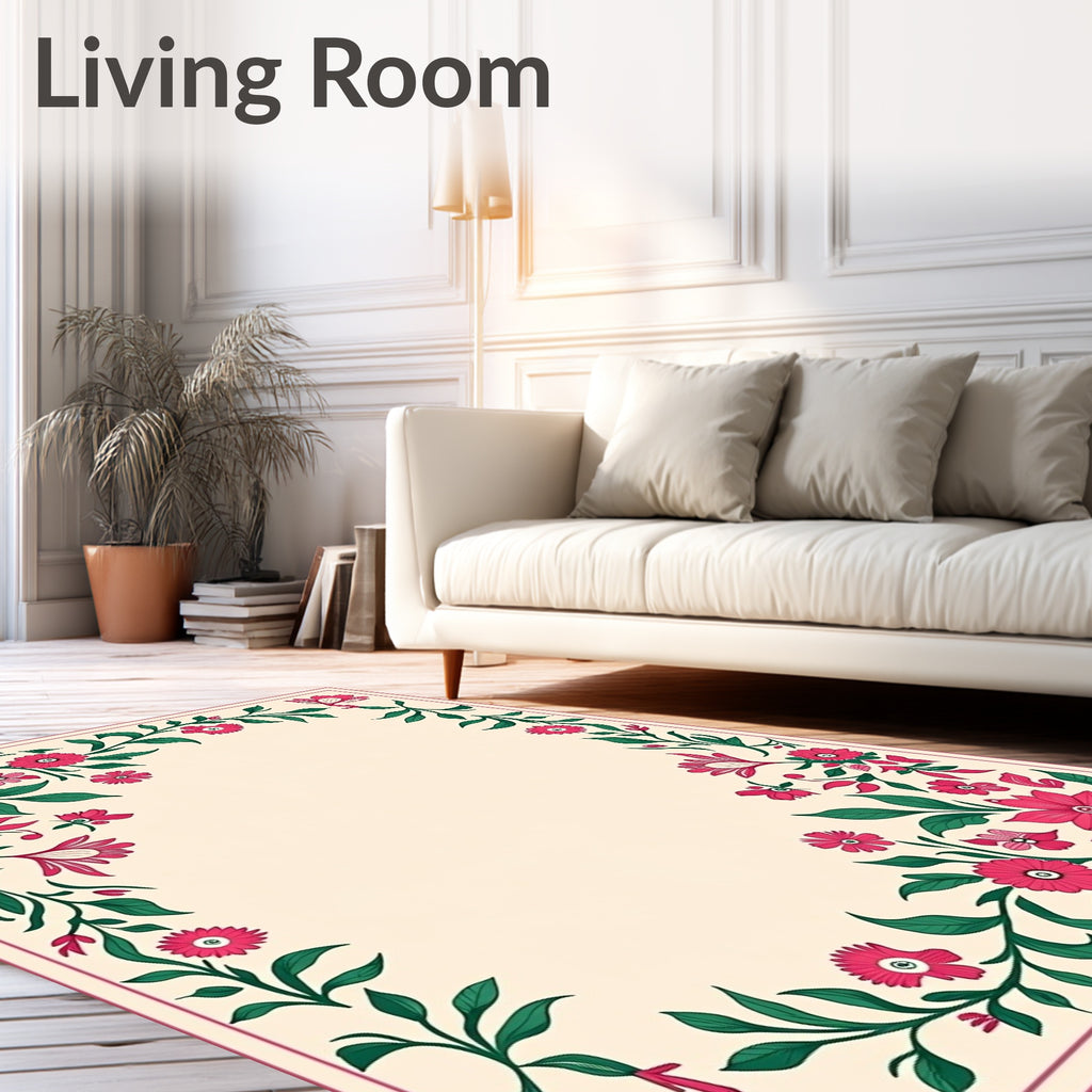 Vibrant Floral Vine Pattern Rug