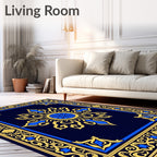 Ornate Gold Blue Medallion Rug