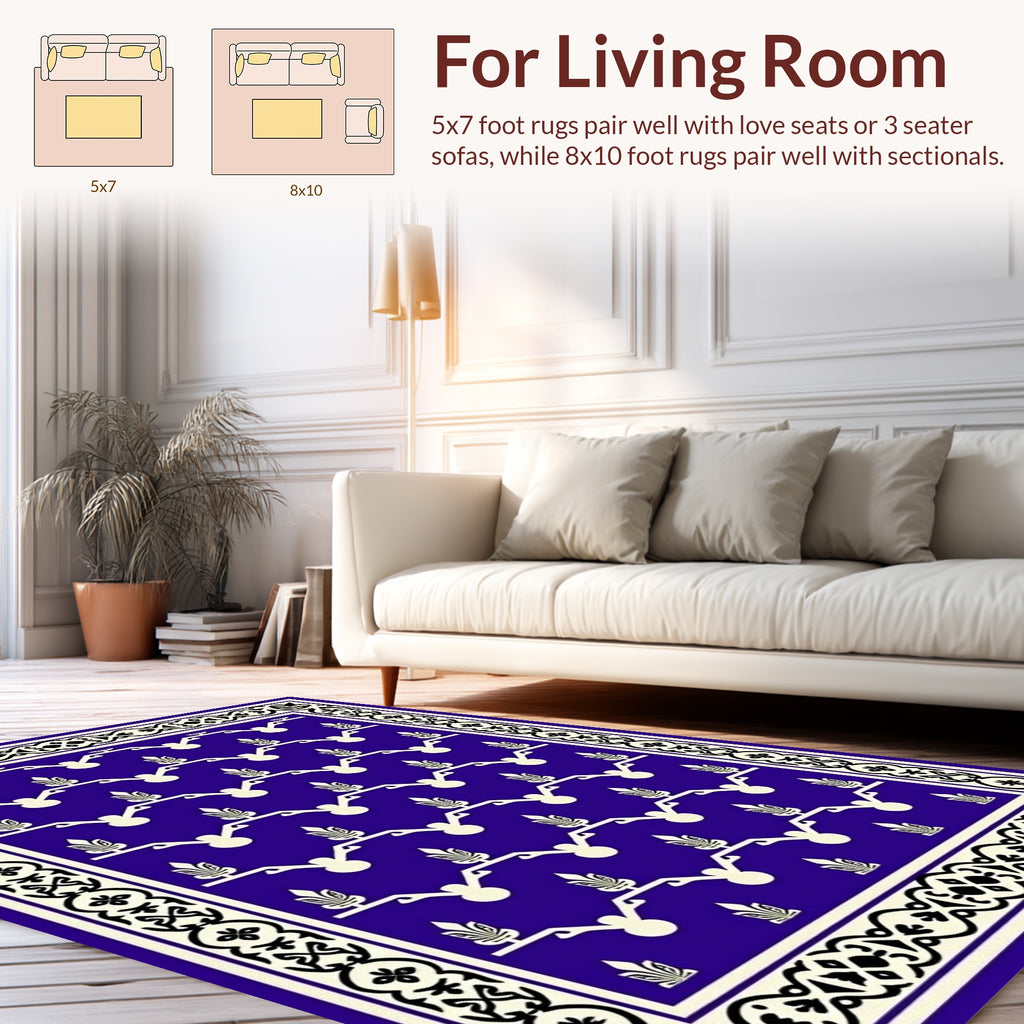 Traditional Symmetry Floral Pattern Rug