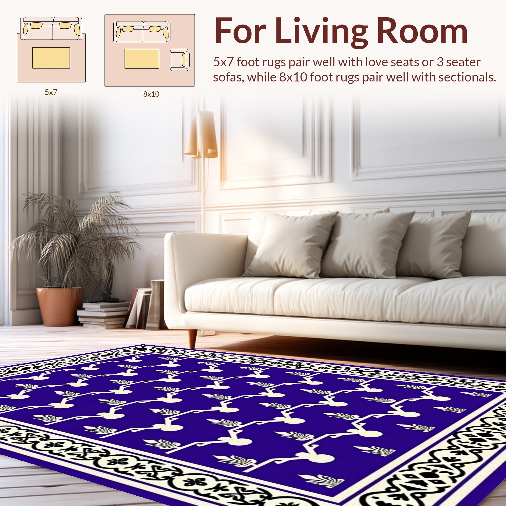 Traditional Symmetry Floral Pattern Rug
