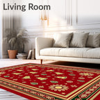 Festive Red Gold Bell Snowflake Rug