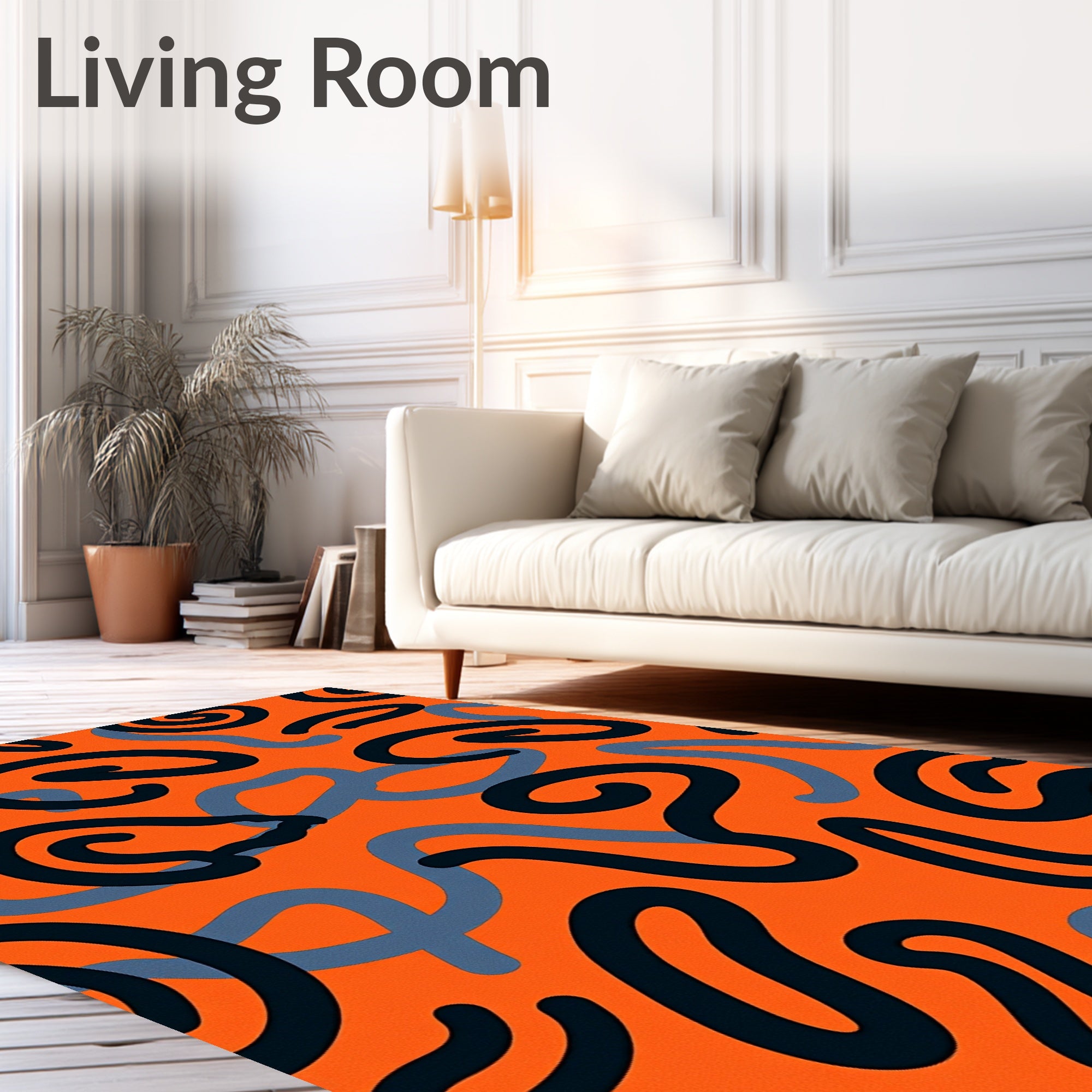 Bold Abstract Swirl Graphic Rug