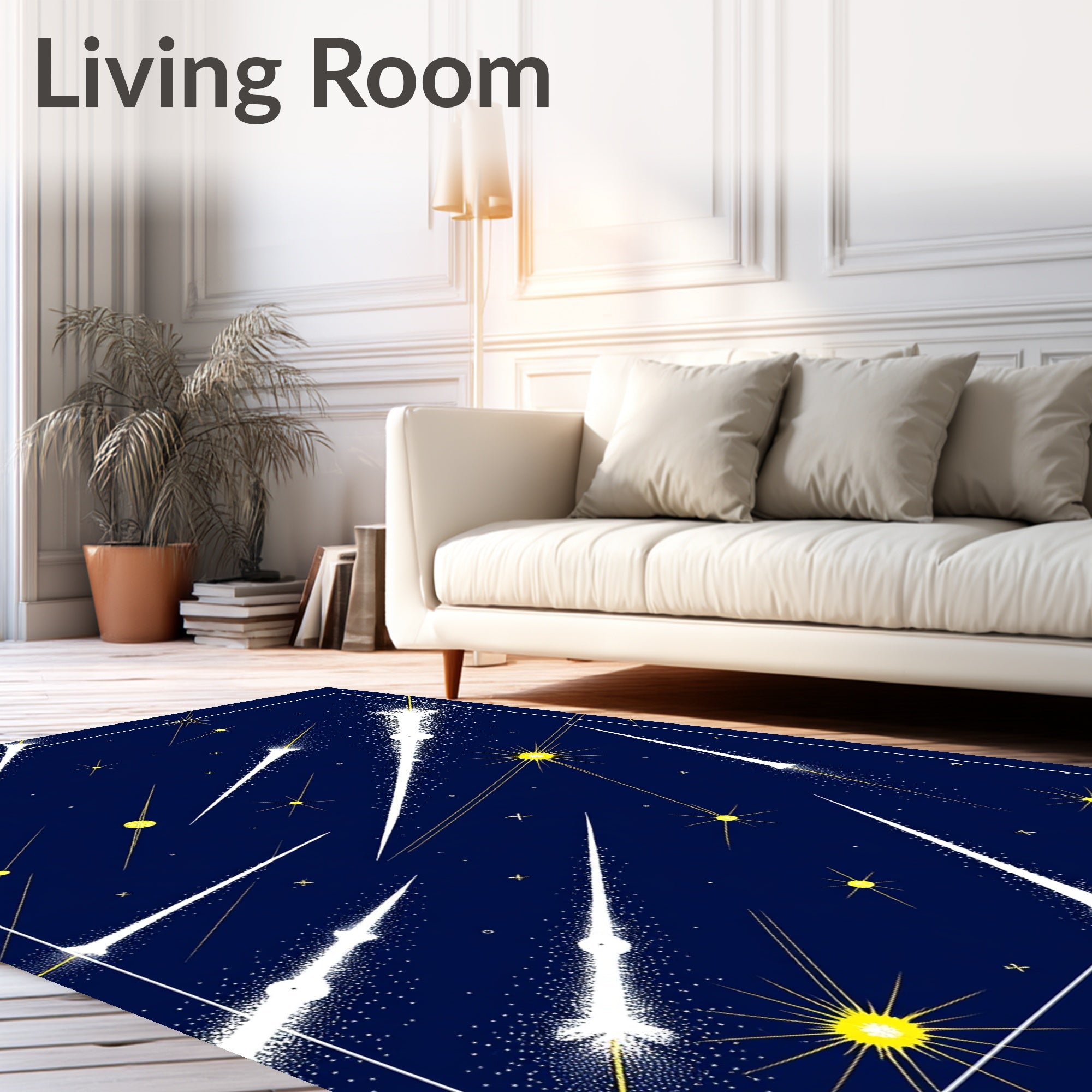 Celestial Shooting Stars Graphic Design Rug