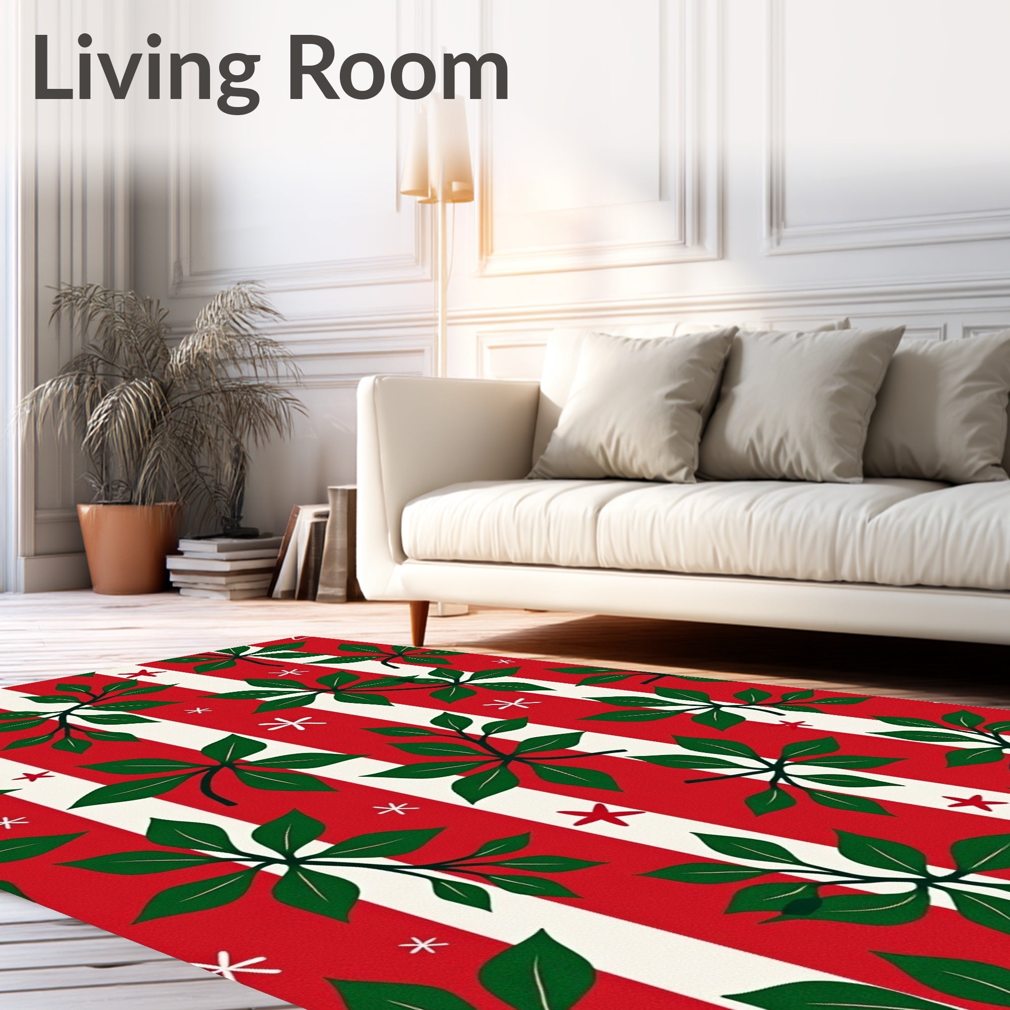 Festive Foliage And Star Pattern Rug