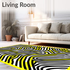 Bold Yellow And Black Maze Pattern Rug