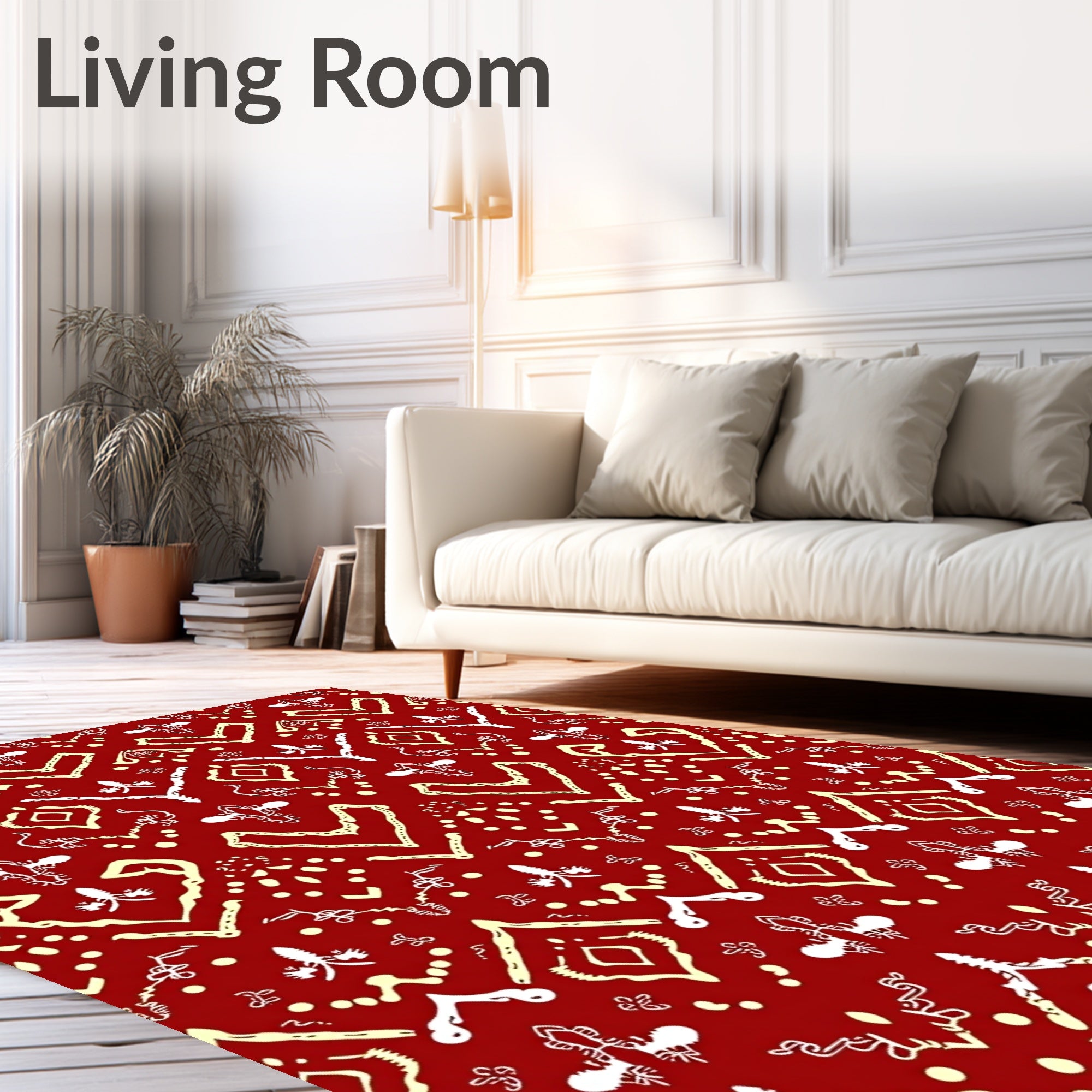 Tribal Red Geometric Pattern Rug