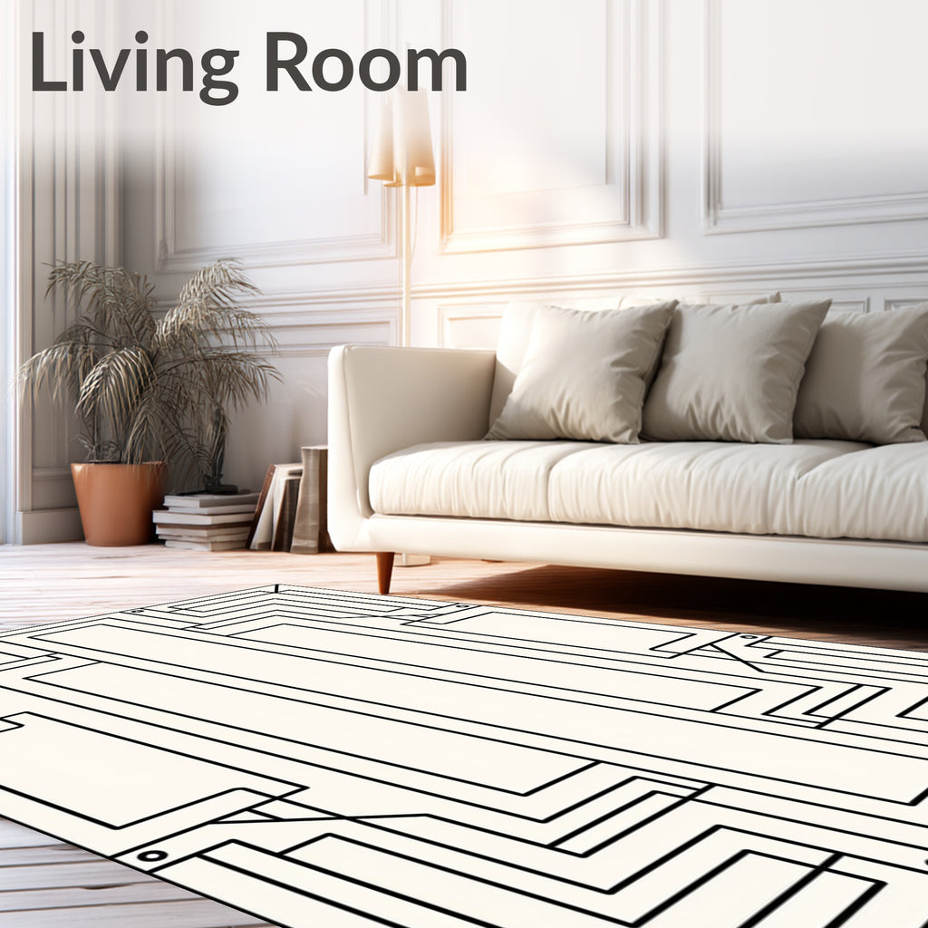 Monochromatic Geometric Art Deco Pattern Rug